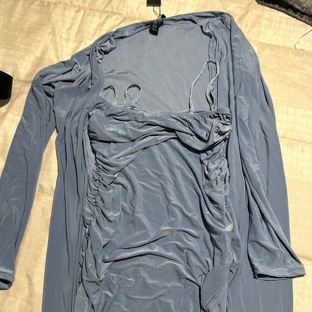 Blue two piece dress boohoo